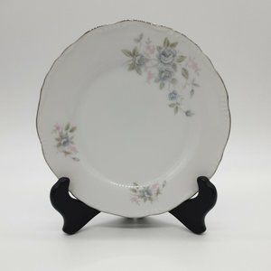 Empress China El Patio K 1847 Bread Dessert Plate 6.5" Blue Rose Silver Japan